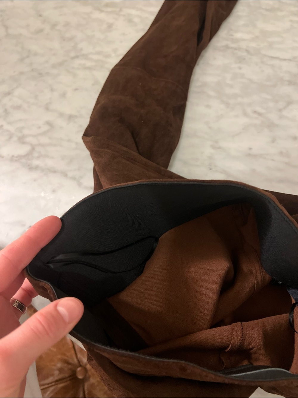 SPRWMN chocolate genuine suede leggings/ skinny leg pants small - Picture 10 of 12